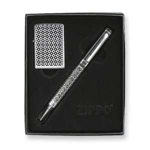  Zippo Diamond pattern Lighter/Pen Gift Set High Polish 