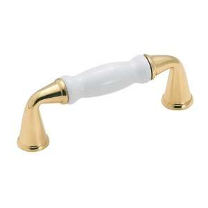  Amerock 1421 30A Polished Brass With White Drawer Pulls 