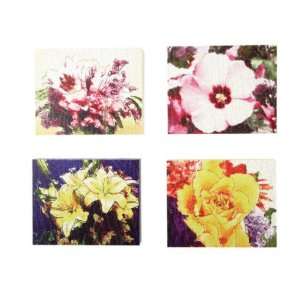  SET of 8 Pink, Purple and Yellow Gestural Flower Images on 