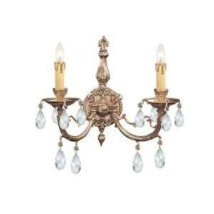 Crystorama Etta Ornate Cast Brass Sconce Accented with Majestic Wood 