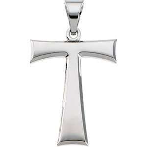  14K White Gold 19.00X16.00 MM Tau Cross Pendant Jewelry