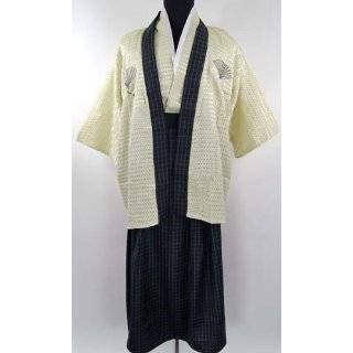 Shanghai Tone® Japan Kimono Mens Haori Hakama Samura Robe Cream One 