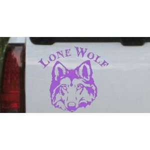  Purple 8in X 7.3in    Lone Wolf Head Biker Car Window Wall 
