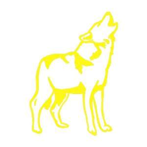  Wolf Howling small 3 Tall YELLOW vinyl window decal 