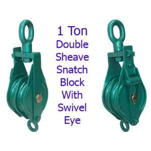  1 Ton Double Sheave Snatch Block 4 Pulley Swivel Eye 