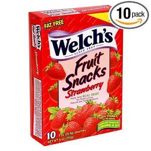 Welchs Fruit Snacks, Strawberry, .9 Ounce Pouches, 10 Count Pack 