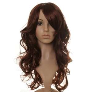  Long black/dark brown curly wig with red lowlights and 