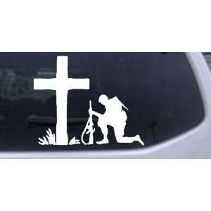 Troop Kneeling at Cross Military Car Window Wall Laptop Decal Sticker 