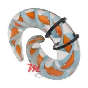  Orange Ribbon Pyrex Glass Spiral Talon 10g 10 gauge NEW Jewelry