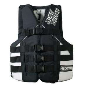   ® S1 Nylon Life Vest. 3 Buckle Closure. Piping Accents. WJP 12150 BK