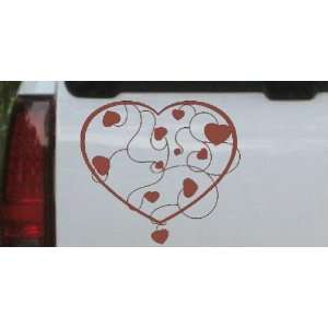 Heart With Vines Car Window Wall Laptop Decal Sticker    Brown 14in X 