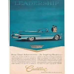   1958 Blue Cadillac Convertible Print Ad (15410)