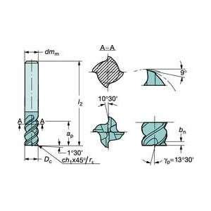 End Mill,gc1630,pvd,0.157 In Dia,2.244 L   SANDVIK COROMANT  