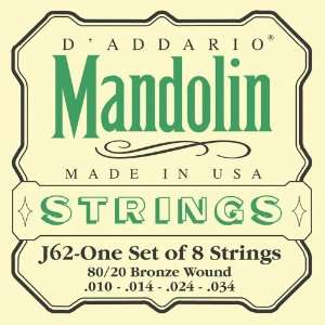   J62 80/20 Phosphor Bronze Mandolin Strings Musical Instruments
