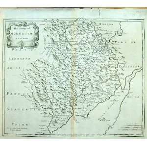  1722 Antique Map Monmouth Bergavenni Hun Morden