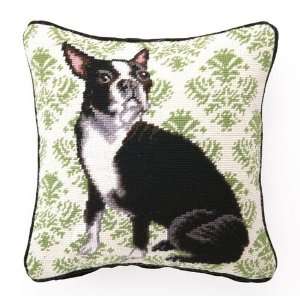 Boston Terrier Needlepoint Pillow