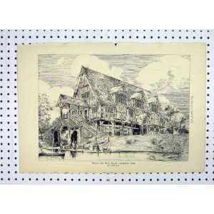  1819 Design Boat House Leicester Park How Antique Print 