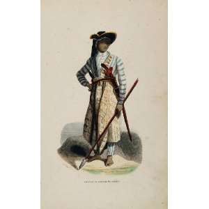 1843 Print Costume Military Javanese Man Java Indonesia   Hand Colored 