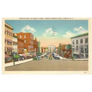  1940s Vintage Postcard Seneca Street, looking east towards 