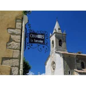  Church Tower and Sign, Villes Sur Auzon, Vaucluse, Cote d 