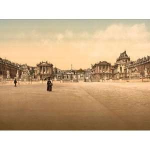 Vintage Travel Poster   The palace exterior Versailles France 24 X 18