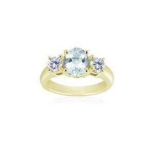 10 Cts Diamond & 3.97 Cts Sky Blue Topaz Classic Three Stone Ring in 