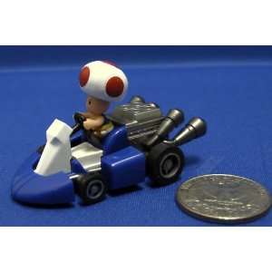  Yujin Super Mario Mini Pull Back Toad Kart Figure 1.5 Inch 