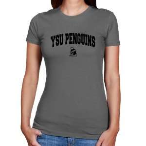  Youngstown State Penguins Ladies Charcoal Logo Arch T 
