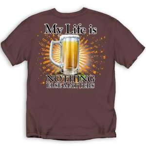 My Life is Beer Drinking T Shirt (Brown) Sports 