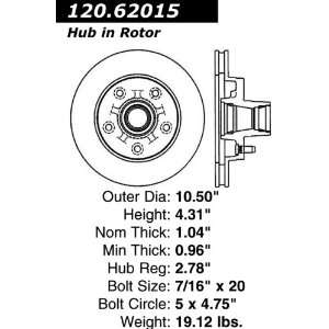  Centric Parts 120.62015 Premium Brake Rotor with E Coating 