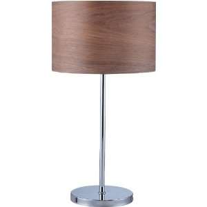  Table Lamp with Real Dark Wood Panel Shade   Timberly 