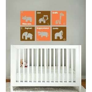   Childrens Modern Animal Squares with Letter and Name Vinyl Wall Decal