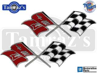 1957 57 Chevy & Corvette Cross X Flag Fender Emblem USA  
