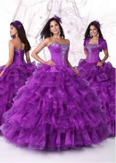 Custom Purple Wedding Dress Quinceanera Bridal Gown Ball Pageant Party 
