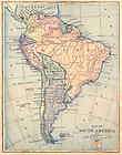 SOUTH AMERICA Antique map. Monteith. Colored. c1889