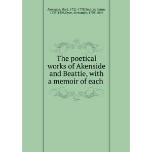   ,Beattie, James, 1735 1803,Dyce, Alexander, 1798 1869 Akenside Books