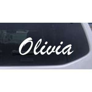 White 6in X 2.0in    Olivia Car Window Wall Laptop Decal 