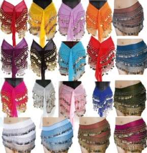 25 BELLY DANCE HIP SCARF COIN SKIRT WRAP WHOLESALE LOT  