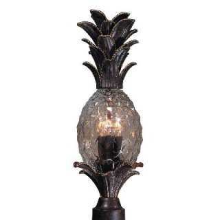   Outdoor Post Lamp Lighting Fixture, Bronze, Pineapple Glass  