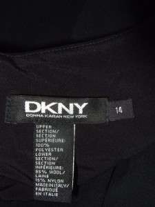 DKNY black ponte knit sheath dress POCKETS $345 nwt 14  