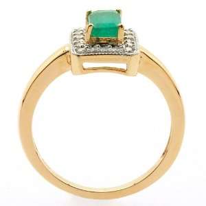 68cttw Natural Diamond & Genuine Emerald Ring in 14K Yellow Gold 