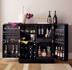 NEW Steamer Folding Wine Liquor Bar Cabinet in Black  