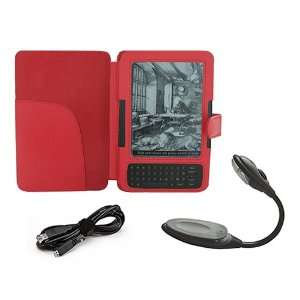 Kindle 3 E Book Reader Red PU Leather Cover Case (3rd Third Generation 