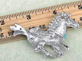 Magnetic Pearlescent Blue Enamel Gallop Horse Animal Costume Jewelry 