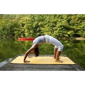 Woman Doing Yoga on Lake in Park in Autumn   Peel and 