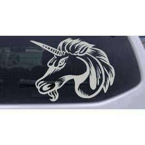 Silver 10in X 7.5in    Unicorn Head Animals Car Window Wall Laptop 