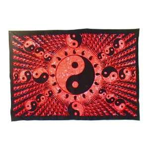 Ying Yang Red Tone Tapestry, 52 x 76, Made of 100% Cotton