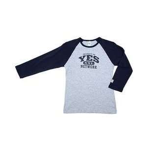 YES Network Womens 3/4 Sleeve Property of YES T shirt   Grey/Navy 
