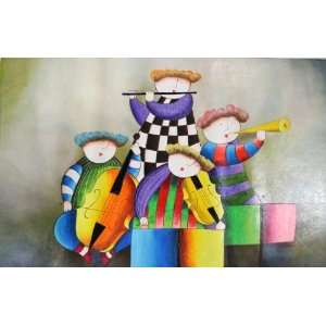   24x36 2x3 Cute Music Oil Painting on Canvas 4559