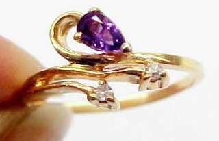 Amethyst w/ Cubic Zirconia Accents 10KT Solid Yellow Gold Ring ~ in 
